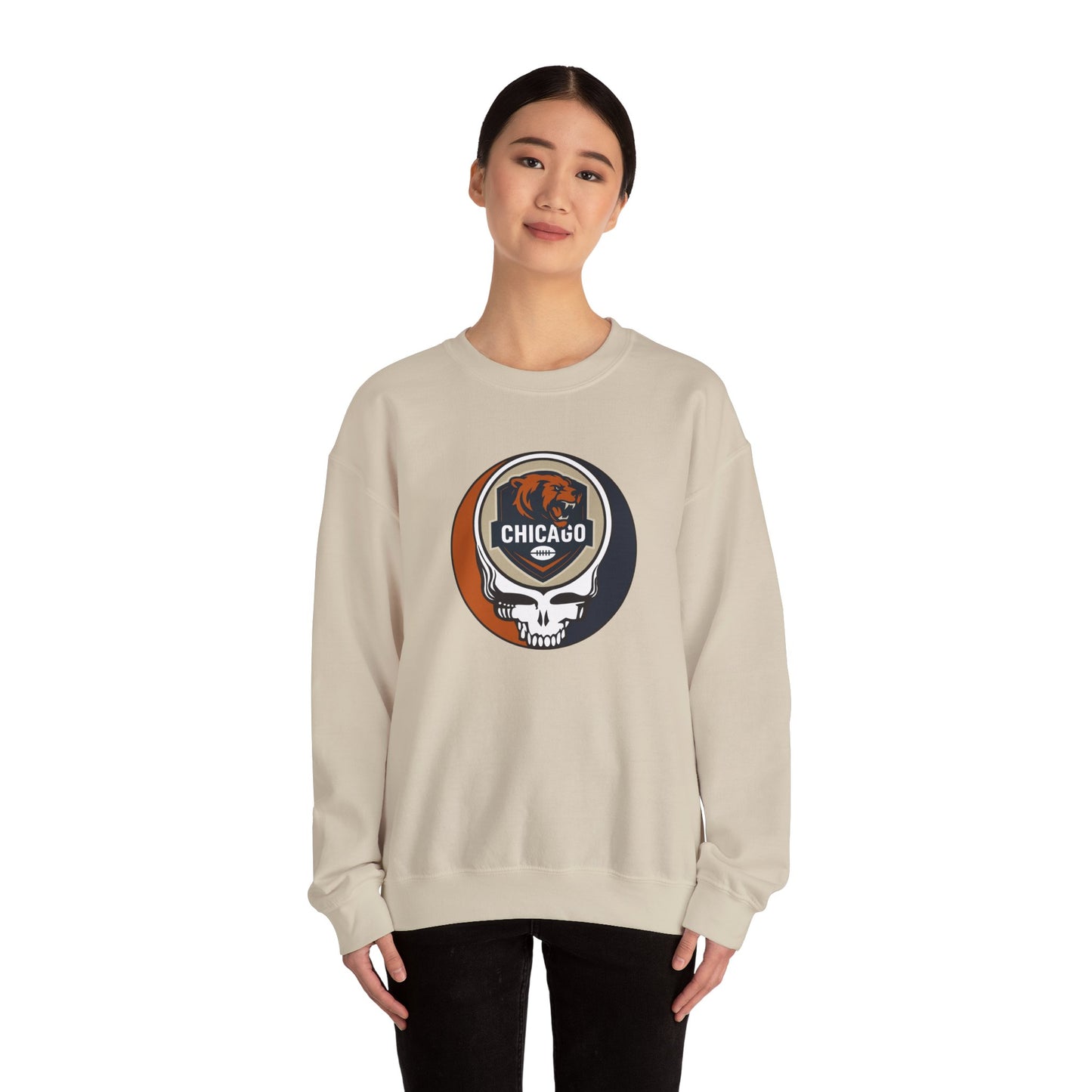Chicago Football Grateful Dead Stealie Crewneck Sweatshirt