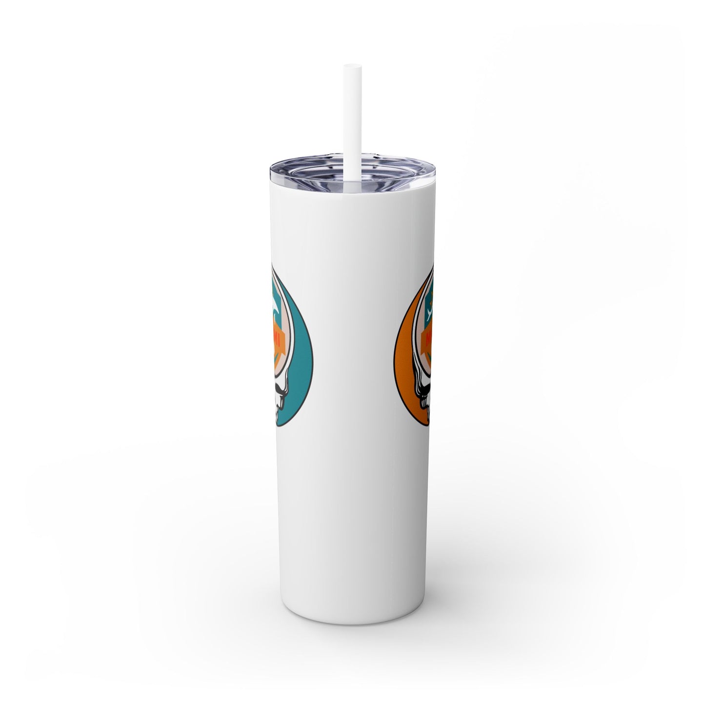 Miami Football Stealie Skinny Tumbler with Straw, 20oz - NFL