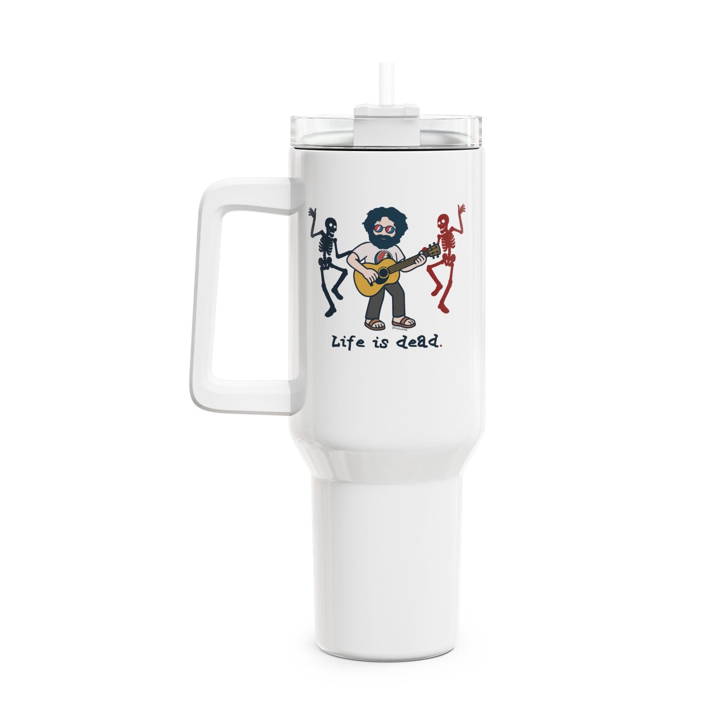 Jerry and His Skeleton Friends - Life is dead. "Fat Man" Tumbler,  Double Insulated 40oz Travel Mug