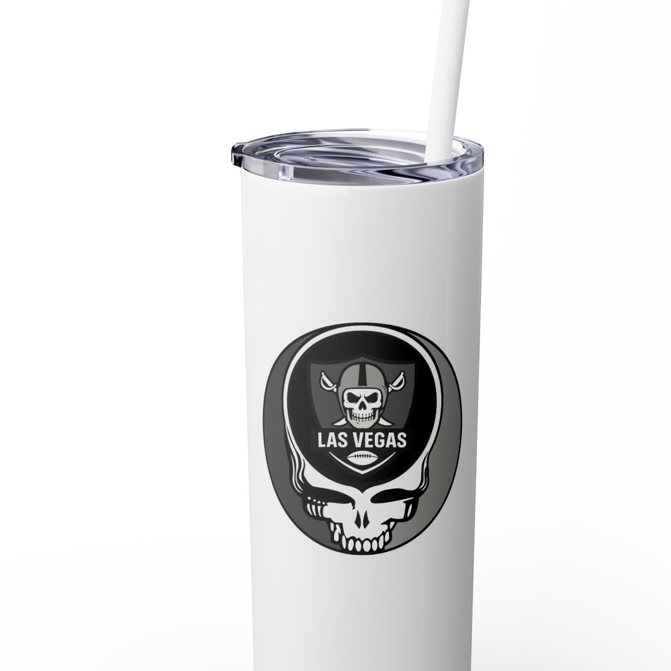 Las Vegas Football Stealie Skinny Tumbler with Straw, 20oz - NFL