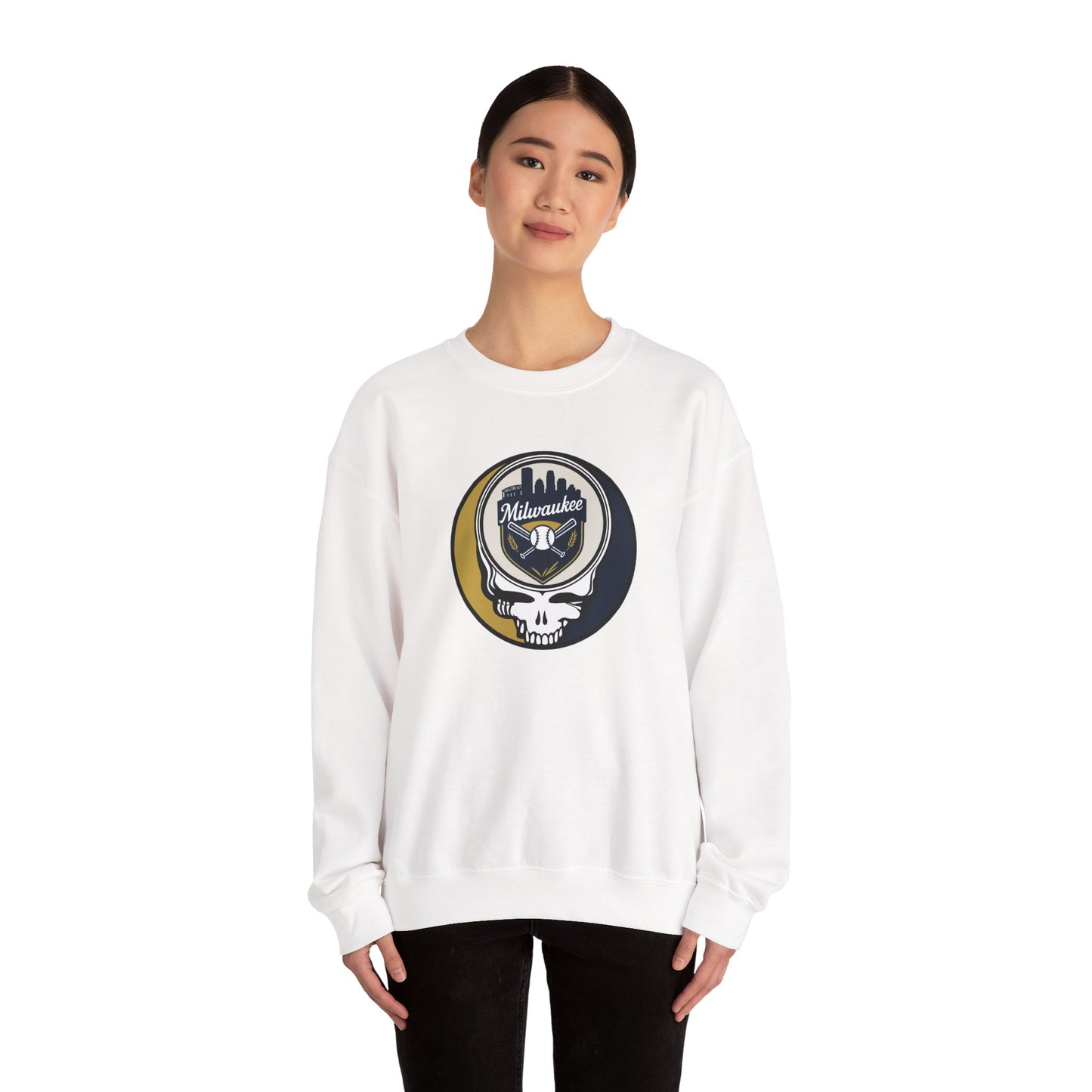 Milwaukee Brewers Stealie Grateful Dead Crewneck Sweatshirt - MLB